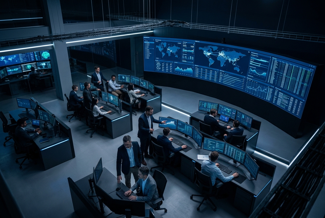 CIS Technologies enterprise technology operations center with professionals collaborating